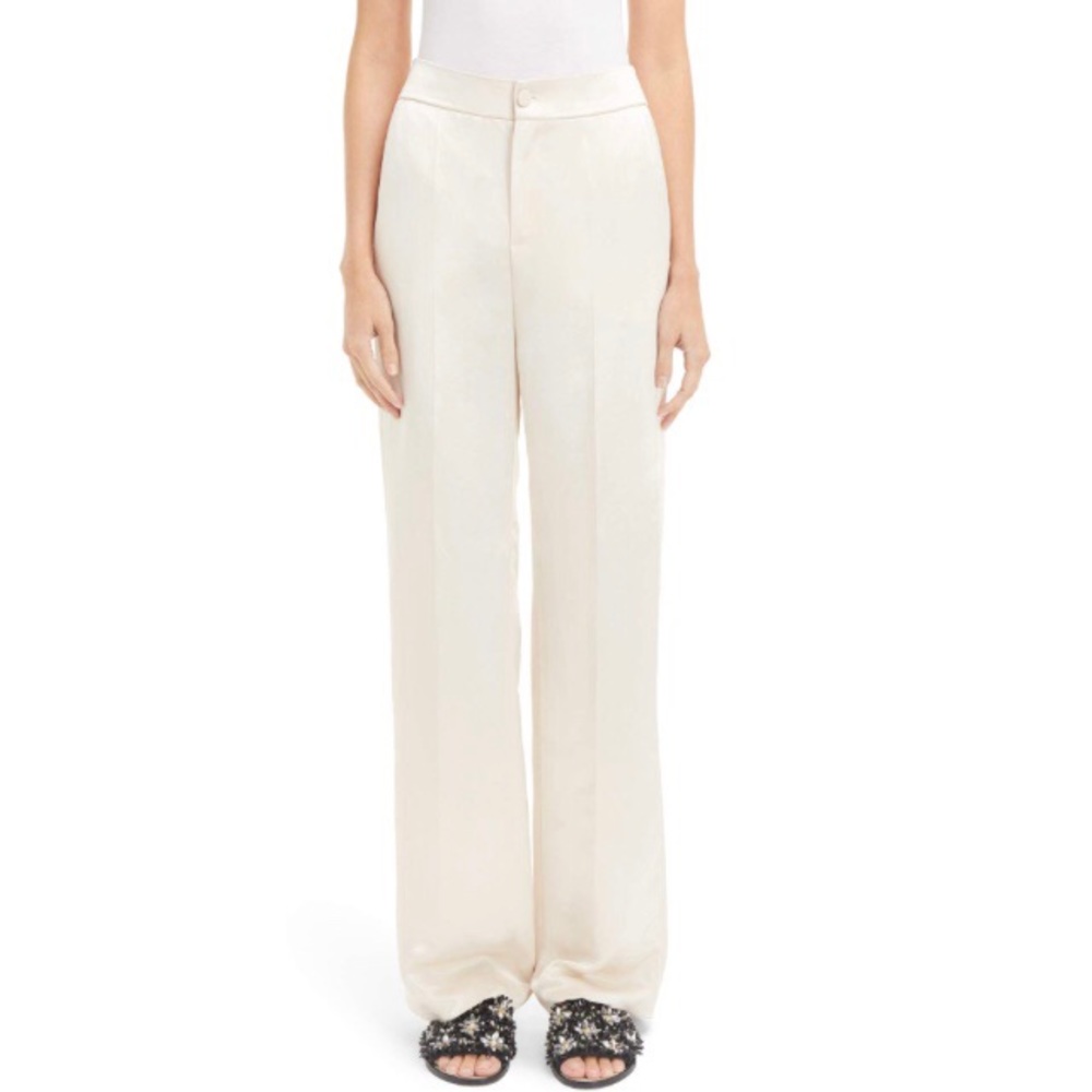 NWT Lanvin Mirror Satin Wide Leg Trousers